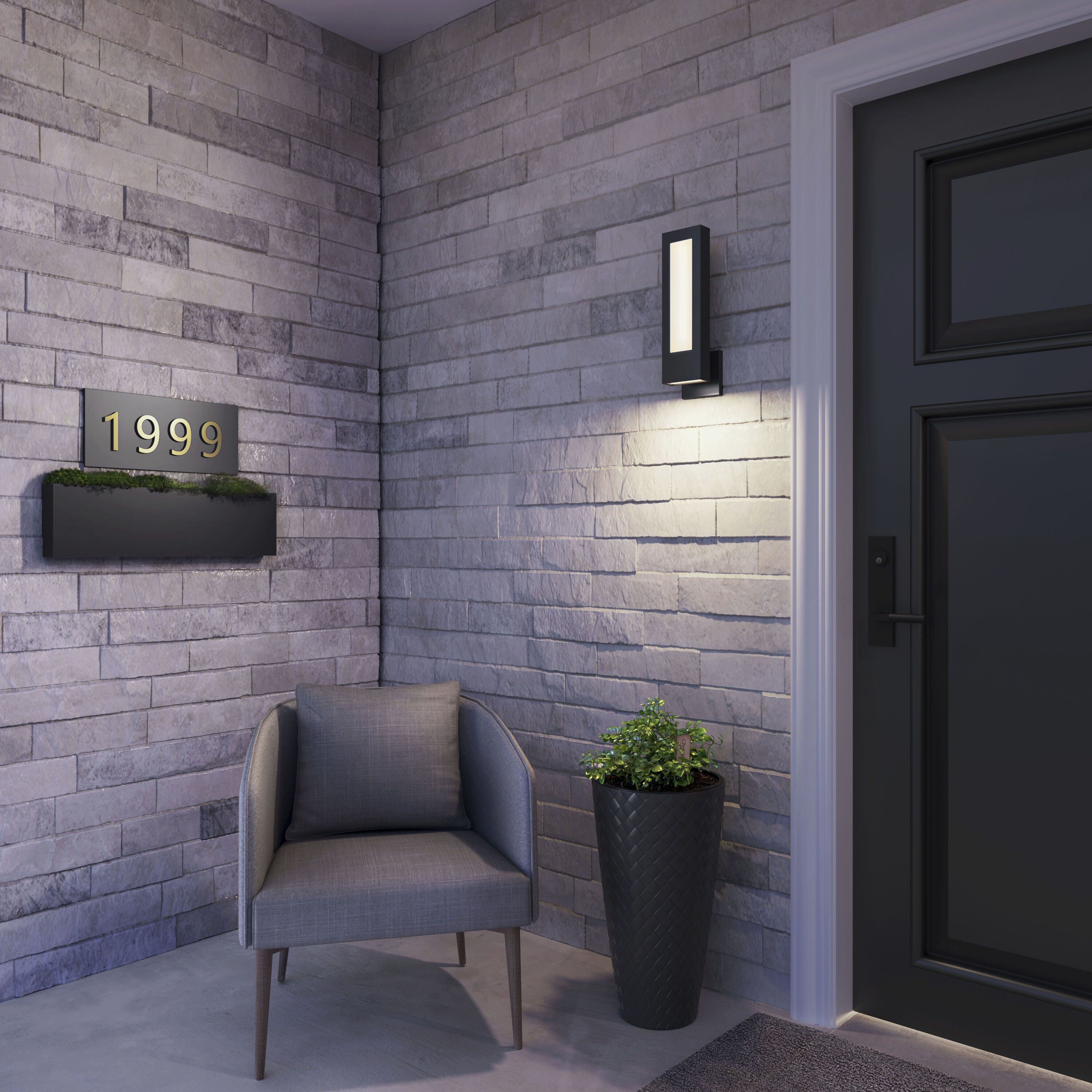 Amster LED 15.79 inch Powder Coated Black Outdoor Wall Sconce